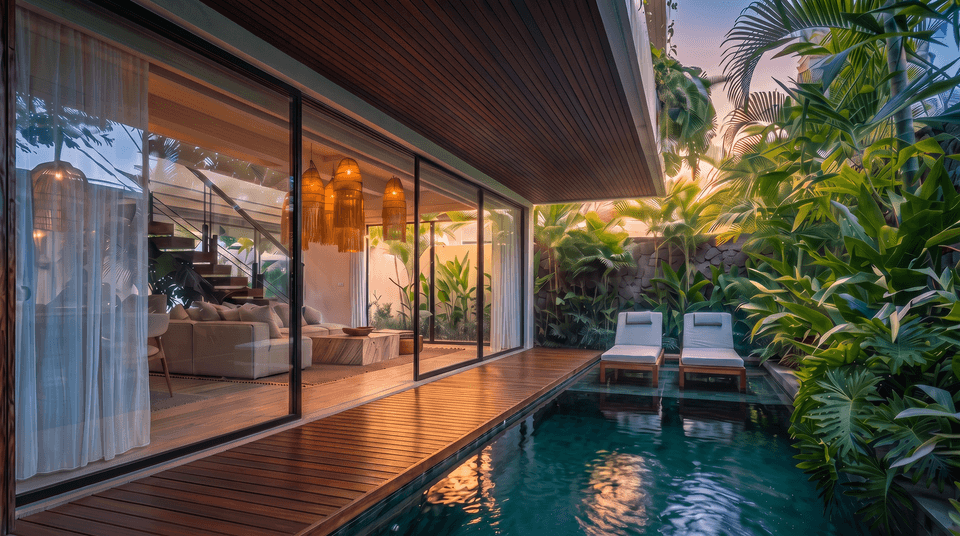 Aura pool lounge, golden hour